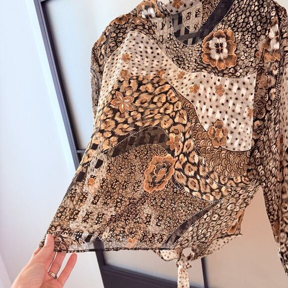 VTG 90s Y2K Blouse Plus Size 2X 24 Animal Print Leopard Sheer Top USA deadstock - Picture 6 of 6